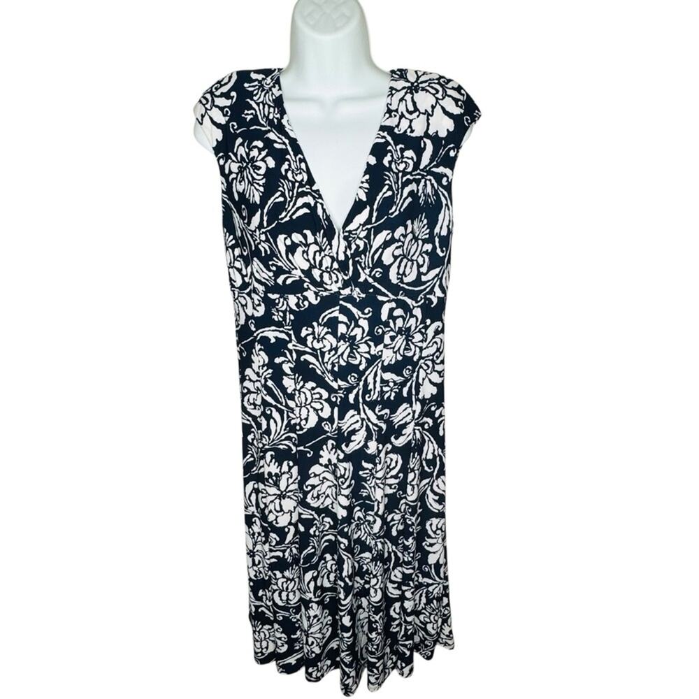 Ralph Lauren Dress 10 Cap Sleeve Shoulder Pads V Neck A Line